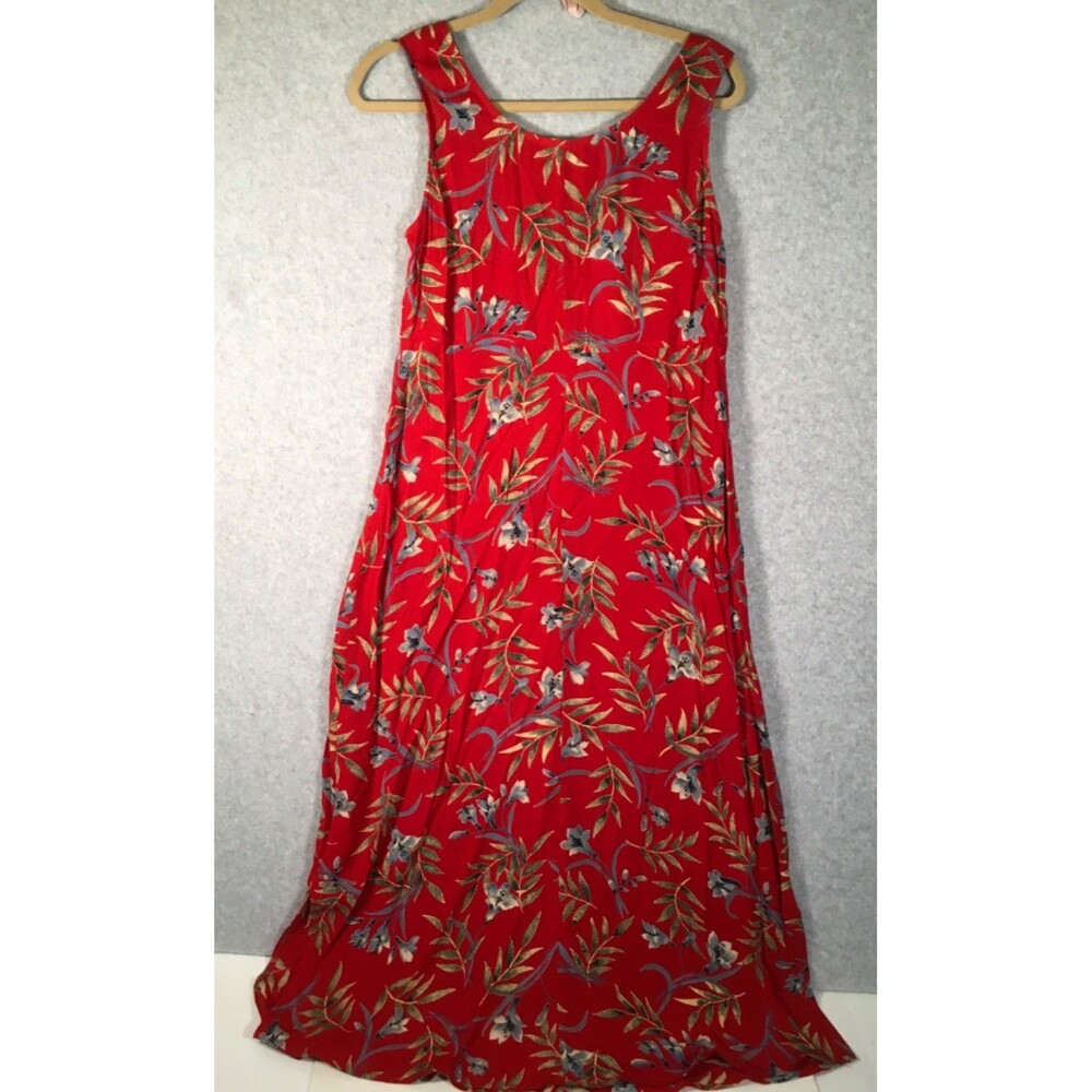 Vintage Rabbit Rabbit Rabbit Red Floral  Layered Lightweight Maxidress Size 10M - Picture 12 of 16